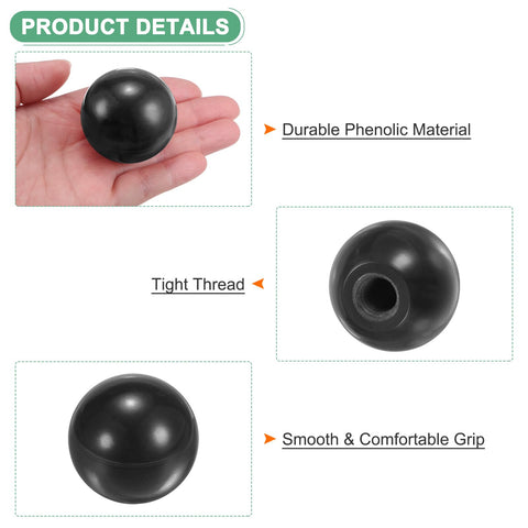 Product details of 4 Pack Threaded Ball Knobs M12 Female Thread 40mm Diameter Thermoset Ball Knob for Lathe Machine and Lawn Mowers
