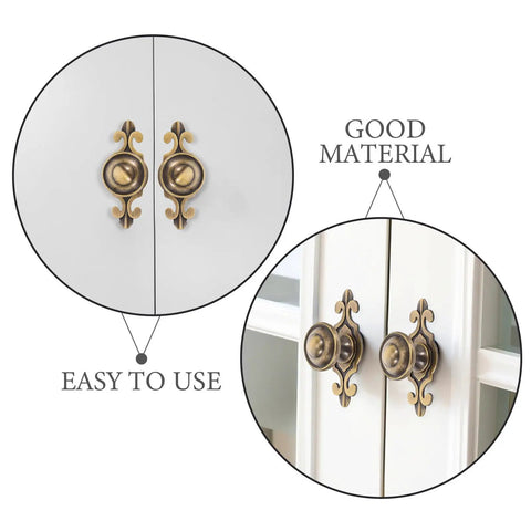Top Shelf Vintage Zinc Alloy Cabinet Handles With Backplate And Secure Screws 4 Pack Single Hole Drawer Pulls And Cupboard Knobs on white cabinet doors.