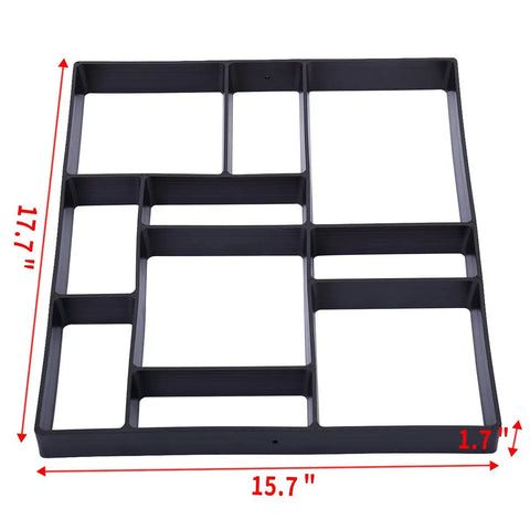 DIY Rectangular Pavement Mold For Concrete Paths And Stepping Stones Reusable Patio Garden Walkway Mould For Courtyard And Lawn Durable Easy To Use Grab And Go No Tools Needed 17.7 By 15.7 By 1.7 Inches, front view showing compartments
