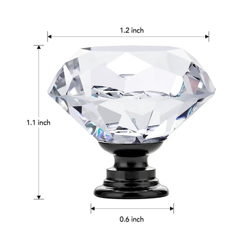 Premium Crystal Cabinet Drawer Knobs With Matte Black Zinc Base Thirty Millimeter Handle built tough for easy kitchen refreshes.