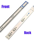 Front and back view of Soft Close Drawer Slides Set 5 Pairs 18 Inch 100 Lb Capacity Full Extension Side Mount Rails With Screws Included