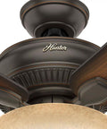Close-up of Matheston Indoor And Outdoor Ceiling Fan with Light and Pull Chain Control, showcasing WhisperWind motor in dark bronze.