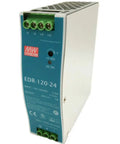 EDR-120-24 DIN Rail Power Supply 24V 5A 120W, Single Output, Tough Industrial Grade 24 Volt DC Converter For Control Panels, Wide 90-264VAC Input, Compact, Slick Plug-And-Play Reliability For Automation on DIN rail
