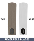 Oak and white reversible blades for 52 Inch Ceiling Fan With Light And Remote, 5 Slick Modern Blades In White And Oak Finishes.