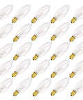 25 Pack Clear Torpedo Tip Candelabra Bulbs 7W 120V Lit Warm White 2700K For Electric Window Candles Chandeliers And Lamps With E12 Base