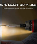 4V Cordless Screwdriver Kit With 44 Accessories, 5.65Nm Torque drilling wood with LED light in dark environment