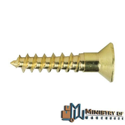 Solid Brass Wood Screws Flat Head Countersink Phillips Drive Size 12 X 4 Inch Rust Free Heavy Duty Fasteners side view.