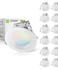 12 Pack 4 Inch LED Recessed Lights with Integrated Junction Box, 10W 695LM, Selectable 2700K-5000K, Dimmable, Canless Wet Location