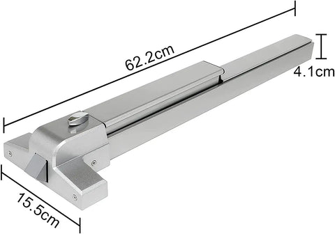 Heavy Duty Panic Bar For Exit Door, Steel Panic Device With External Lever And Roller Strike Plate, Fire Safety Hardware, Includes 6 Keys, Fits 28 To 36 Inch Wide Entry Doors For Commercial Buildings