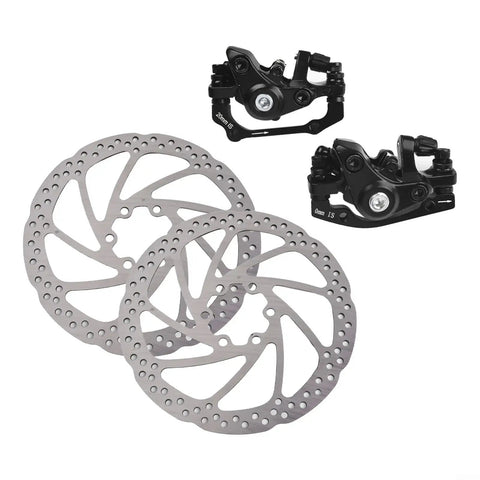 Heavy Duty Mechanical Disc Brake Pair For Ebikes And Folding Bikes Featuring 160mm Front Rear Aluminum Rotors built tough with dual rotors and calipers