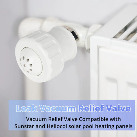 Vacuum relief valve, 3/4-inch PVC, white, for pool solar panels