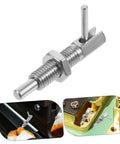 Tough As Nails Stainless Steel Spring Plunger Pin With L Handle For Cabinets Molds And Industrial Machinery Quick Release Safety Lock and Heavy Duty Catch Latch showing L grip and installation examples.