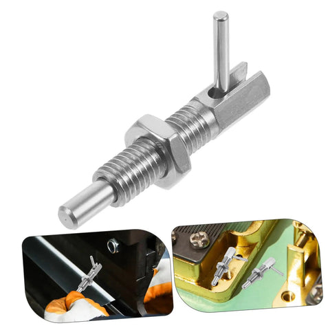 Tough As Nails Stainless Steel Spring Plunger Pin With L Handle For Cabinets Molds And Industrial Machinery Quick Release Safety Lock and Heavy Duty Catch Latch showing L grip and installation examples.