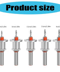 5 Pcs Tapping Screw Drill Bits Featuring Adjustable Positioner For Wood Projects with sizes labeled from 2.8cm to 4cm