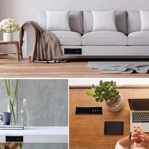 Recessed Conference Table Power Strip With USB Ports, Desktop Charging Station, 2 Outlets And 3 USB Ports in living and work settings