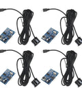 4 Pack Waterproof Ultrasonic Distance Sensor Module With Wires For Arduino, 5m Range, 25cm Blind Zone, High Accuracy, Compact 41mm By 28.5mm, DC 5V Power, showing modules and wires on white background