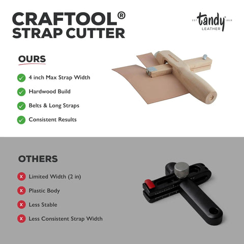 Leather Strap Cutter For Crafts With Adjustable Width Guide And Sturdy Wood Handle For Precise Uniform Belts Handles Cutting