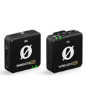 Plug-And-Play Ultra Compact Wireless Microphone System With Built-In Mics, GainAssist Technology, two black rectangular units