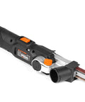 Cordless Detail File Sander With Variable Speed 1000 To 1600 FPM Auto Tracking Belt shown from side angle