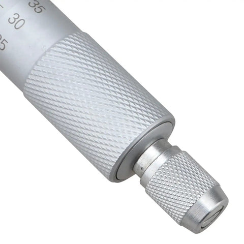 Close-up of knurled handle on Digital Ball And Tube Micrometer With Spherical Anvil, Pro Grade Electronic Measuring Tool