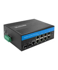 8 Port PoE Plus Industrial Gigabit Ethernet Layer 2 Managed Switch with 8 Gigabit Ports 2 SFP Slots for DIN Rail Mounting
