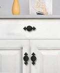 4 Pack Black Cabinet Knobs With Backplates Heavy Duty Mushroom Drawer Pulls For Dressers Cabinets And Bi Fold Doors