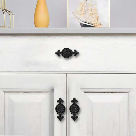 4 Pack Black Cabinet Knobs With Backplates Heavy Duty Mushroom Drawer Pulls For Dressers Cabinets And Bi Fold Doors