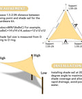 Installation and measurement guide for Triangle Shade Sail 12 Ft By 12 Ft By 17 Ft Sand Outdoor UV Blocking Canopy