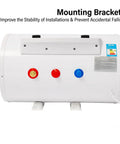 9.25 Gal Mini Electric Water Heater Wall Mounted Stainless Steel Tank 1500W Heating Undersink Point Of Use Back view with mounting brackets.