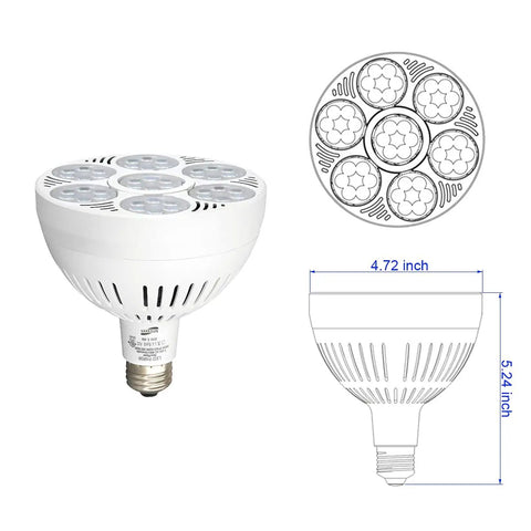 PAR38 LED Spotlight Bulb 10000K Cool White 45 Degree Beam, High Lumen Output, Energy Saving, 50,000+ Hour Life design and dimensions