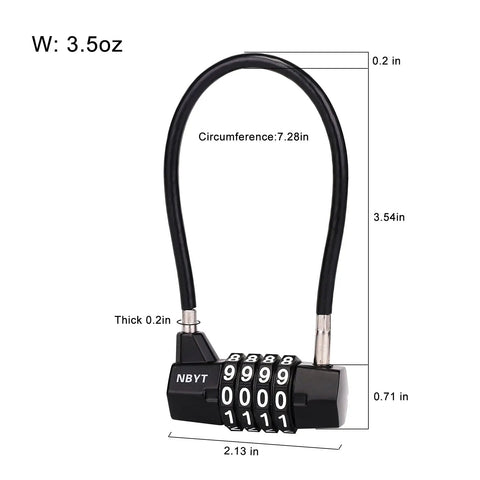 Heavy Duty Combination Cable Lock With Three Sixteenth Inch Steel Cable And Seven Inch Length Four Digit Lock For Gates Fences Cabinets Sheds And Outdoor Security Tough As Nails Built To Last With Rubber Covered Wire Zinc Alloy Hexagonal Lock Body