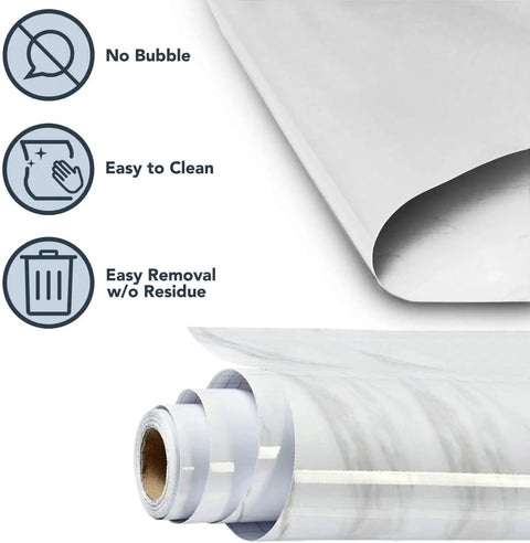 Marble Look Kitchen Countertop Vinyl Laminate Cover 36x144 Inch Peel And Stick Self Adhesive Durable, close-up roll view