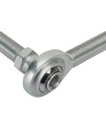 Badass 3/8 Inch Left Hand Male Steel Heim Rod Ends With Hex Stud PTFE Lined Zinc Plated Heavy Duty Rod End Built Different For Carb Linkage Shift Cable Assembly Tie Rod Build Grease Monkey Approved Rig, showing profile and hex stud.
