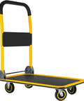 Heavy Duty Folding Hand Truck Dolly With Wheels 330 Lb Capacity No Sweat Easy Move Trolley For Home Warehouse And Office Portable Telescoping Handle For Quick Transport, yellow frame