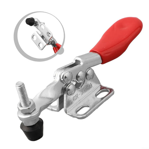 Heavy Duty Quick Release Toggle Clamp Vertical Hand Clip For CNC Woodworking And Metalworking, 27Kg Holding Power, 80mm Horizontal Hinged Clamp, Fast Clamping, Built Tough Metal Construction, Silver Finish red handle with threaded bolt