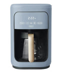14 Cup Programmable Touchscreen Coffee Maker In Cornflower Blue Features Stainless Steel Accents And Matte Finish For Straight Up Hot Coffee That Hits Different Every Single Morning, showing front view with digital display.