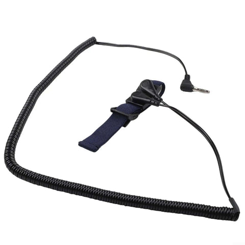 Anti Static Wrist Strap With Adjustable Grounding Cord for Sensitive Electronics, featuring conductive fiber braid and PU coil.