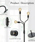 Dimmable Industrial Floor Lamp With 3 Adjustable Gooseneck Arms, Tall Tree-Style Farmhouse Standing Lamp for Living Room, Bedroom, Office, and Home Decor, 67 Inch High Black Metal Finish with dimmer switch and E26 bulb compatibility.