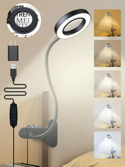 10X Lighted Magnifying Glass With LED Clip On Reading Lamp For Desk Bed And Nail Art, 58 LED 750 Lumen Loupe Magnifier in use