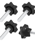 Top Shelf 4 Pack M8 X 40mm Knurled Thumb Screws With Smooth Grip Handles, black handles and threaded shafts for heavy duty clamping.