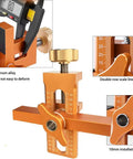 No Sweat Heavy Duty Adjustable Cabinet Door Installation Positioner With Drill Ready Aluminum Build For Slick Hinge Mounting And Quick DIY Kitchen Upgrade Setup, showcasing 8mm aluminum alloy with scale lines.