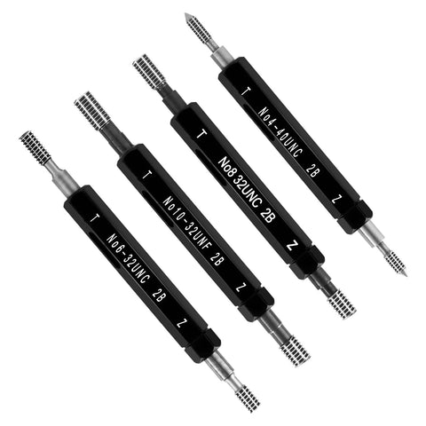 Go No Go Thread Gauge Set With Boxes For Internal Thread Detection, Double End Through Stop Hand Tool, 2B Precision, Sizes 10 32UNF 8 32UNC 6 32UNC 4 40UNC.