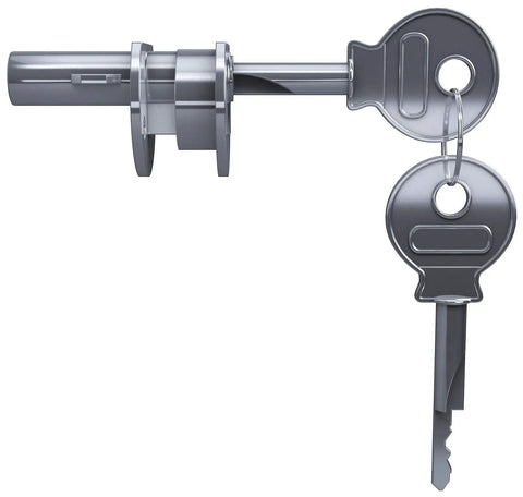 Premium Chrome Universal Plunger Lock Keyed Alike Setup with two keys for glass or wood doors, smooth operation.