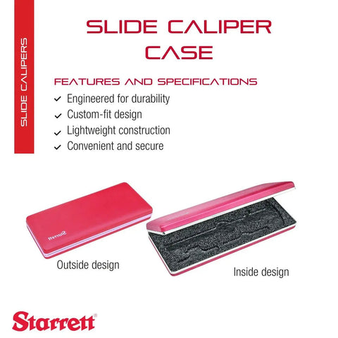 Durable Steel and Vinyl Caliper Case for 6 Inch Calipers, Protective Storage, Lightweight Carry Case with open foam interior and closed red exterior