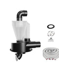 Heavy Duty 2.5 Inch Woodworking Turbo Cyclone Dust Collector Dual Filtration showing dust extraction unit with clear container and hose fittings.