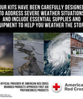 Must-Have First Aid Kit With 73 Piece Emergency Medical Supplies For Minor Injuries, Latex Free, Zippered Soft Pack, Easy Access, Ideal For Home, Travel, Work, School, On The Go Safety And Wellness. Severe weather preparedness graphic