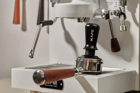 58.35Mm Espresso Tamper Pro Grade Barista Tool With Calibrated Spring Loaded Threaded Stainless Steel Base on coffee machine