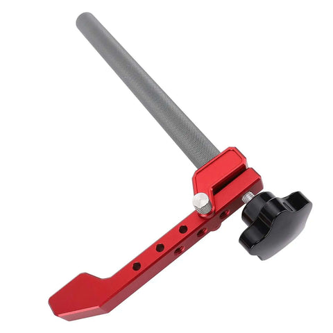 Heavy-Duty Benchtop Quick Clamp With 20mm Extended Aluminum Alloy Build And Two Dovetail Pins For Woodworking, red handle view