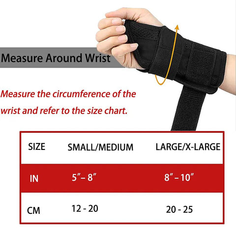 Wrist Brace For Carpal Tunnel Relief Right Or Left Hand With Night Wrist Sleep Support Adjustable Straps size guide