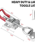8 Pack Heavy Duty Toggle Latch Clamp With Lock Hole, 550 Lbs Holding Capacity, shown with dimensions and screw